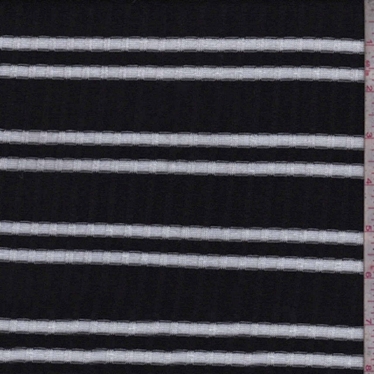 Black/White Double Stripe Poor Boy Rib Knit Fabric By the Yard
